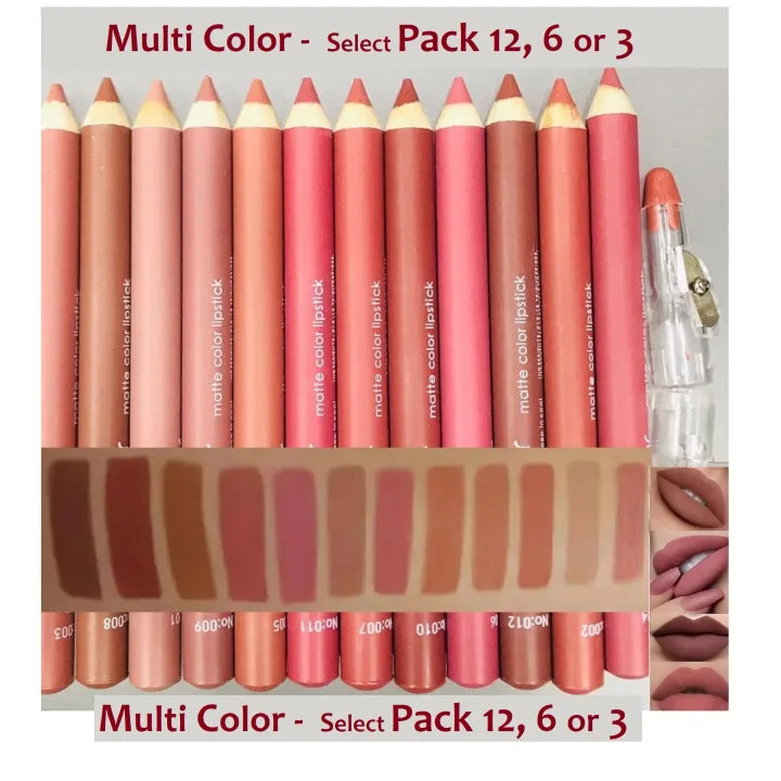 Set of 12/6/3 Matte Nude Colors Lip Liners - Thick Pigmented Lip Pencils Lipstick