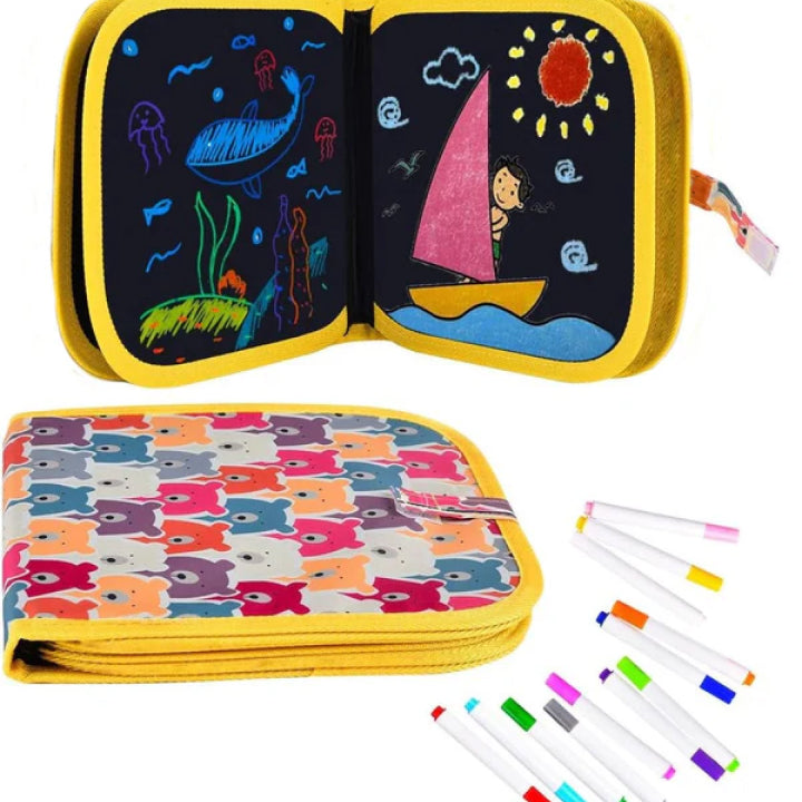 Erasable and Reusable Doodle Magic Book with 3 Markers & 2 Wipes