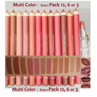 Set of 12/6/3 Matte Nude Colors Lip Liners - Thick Pigmented Lip Pencils Lipstick