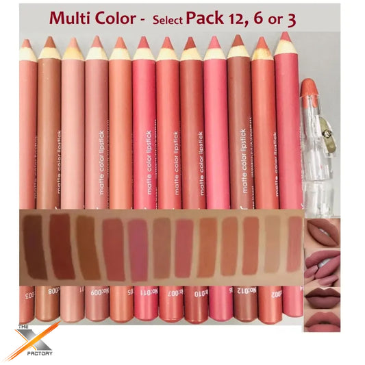 Set of 12/6/3 Matte Nude Colors Lip Liners - Thick Pigmented Lip Pencils Lipstick