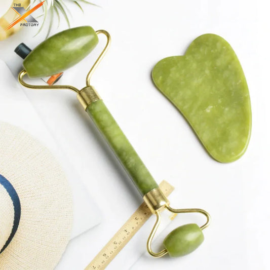 Facial Beauty - Pack Of Jade Face Roller & Gua Sha