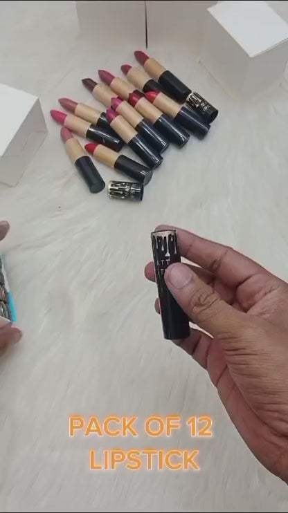 Pack Of 12 Matte Lipstick Multicolour Box
